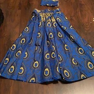 African Tribal Skirt w/ Matching Scarf